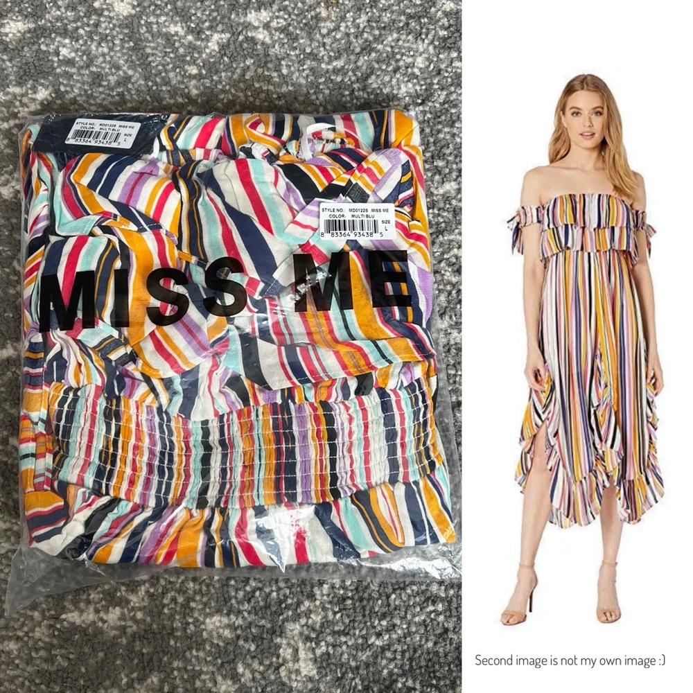 Miss Me BNWT Off the Shoulder Stripped Dress